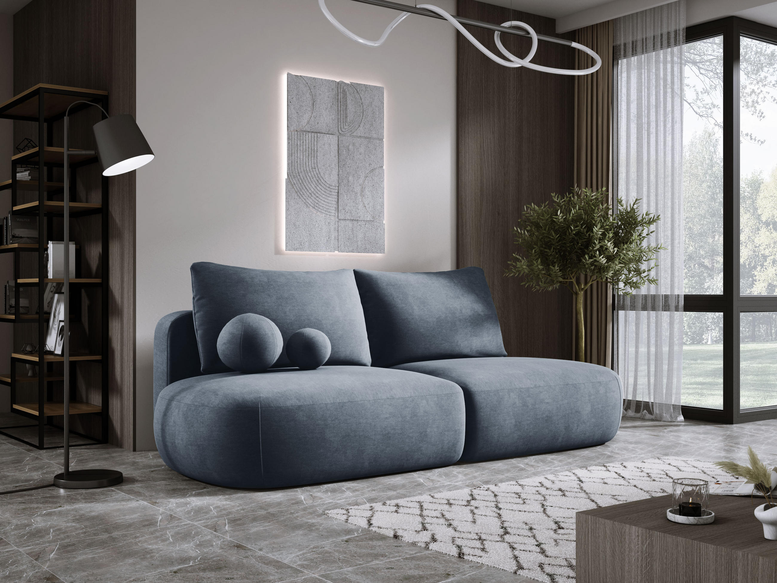 SCHLAFSOFA Moderne BABU mit Schlaffunktion – 3-Sitzer Sofa mit Bettkasten, DL-Automat, 2 Rückenkissen, 2 Zierkissen, 240x90x90 cm, Dunkelgrau - Dunkelgrau, Holz/Textil (240/90/90cm) - DomoHome