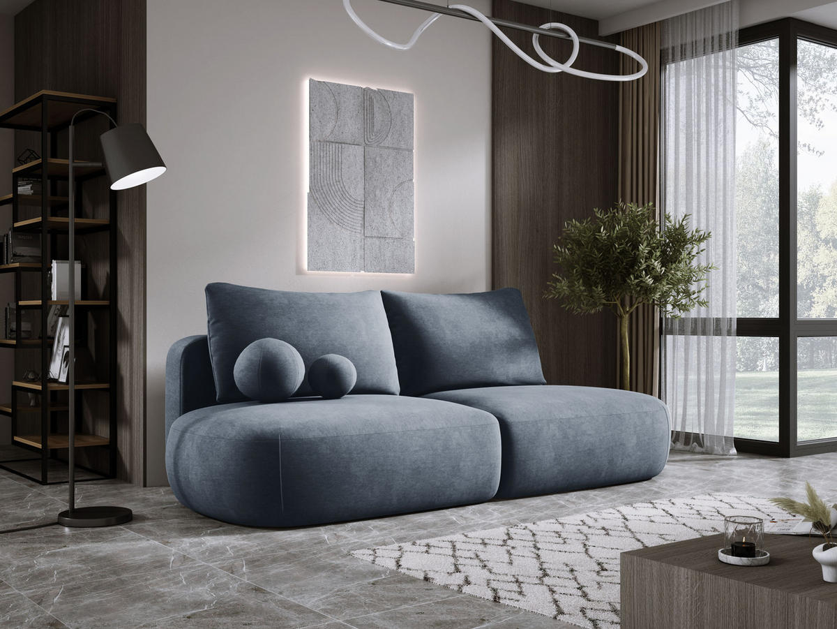 SCHLAFSOFA Moderne BABU mit Schlaffunktion – 3-Sitzer Sofa mit Bettkasten, DL-Automat, 2 Rückenkissen, 2 Zierkissen, 240x90x90 cm, Dunkelgrau - Dunkelgrau, Holz/Textil (240/90/90cm) - DomoHome