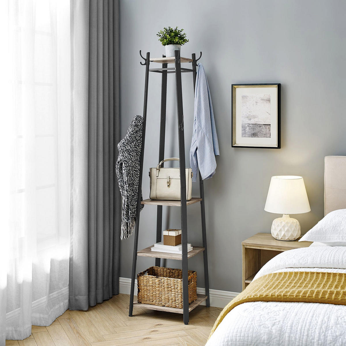 GARDEROBENSTÄNDER KLEIDERSTÄNDER - Schwarz, Holzwerkstoff (43/180/43cm) - Hansiro