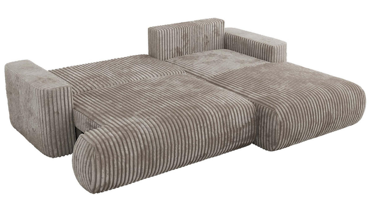 ECKSOFA OVO L Hellbraun Cord - Rechts Seite - Hellbraun/Schwarz, Kunststoff/Textil (195/271cm) - MKS