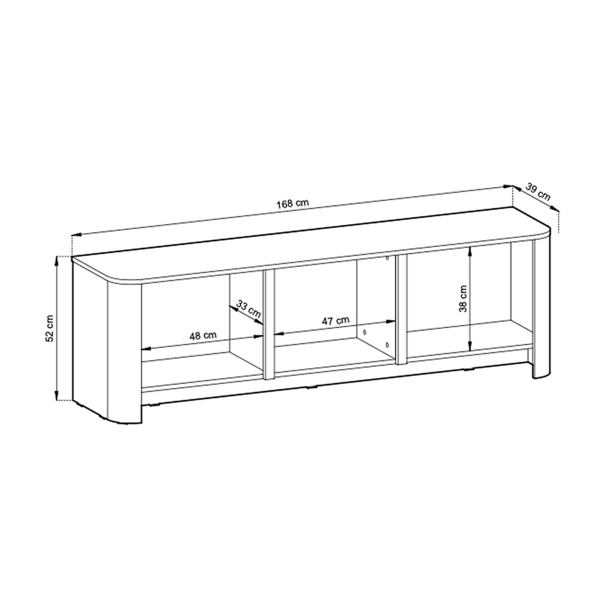 TV-SCHRANK Rari 168x52x39 cm - Lowboard mit Stauraum - Tv Ständer aus Laminierter Spanplatte - Helle Eiche Farbe - Eichefarben, Holzwerkstoff (137/42.5/33cm) - Chilly