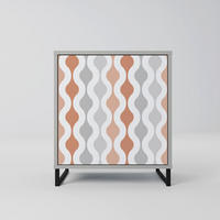 SIDEBOARD HAZY NOSTALGIA, Grau, 57,5x42x67,5 cm, Schwarze Metall-Rahmenfüße - Multicolor/Schwarz, Holzwerkstoff/Metall (57.5/67.5/42cm) - SpaceRebels