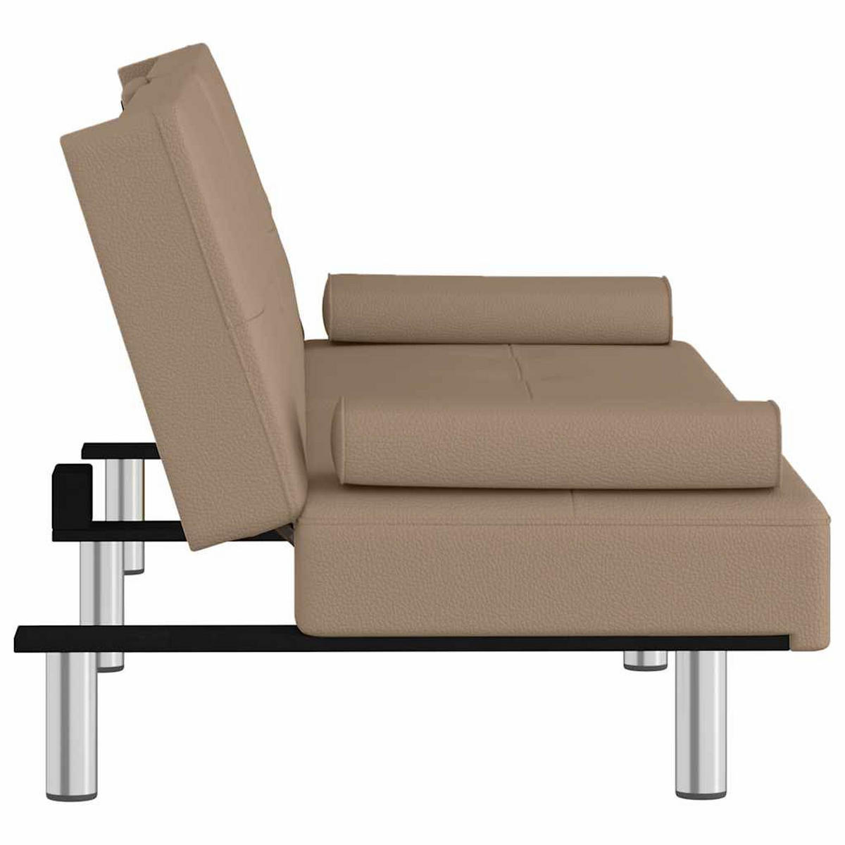 SCHLAFSOFA Mit Getränkehaltern Cappuccino Kunstleder - Braun, Leder (200/70/89cm) - vidaXL