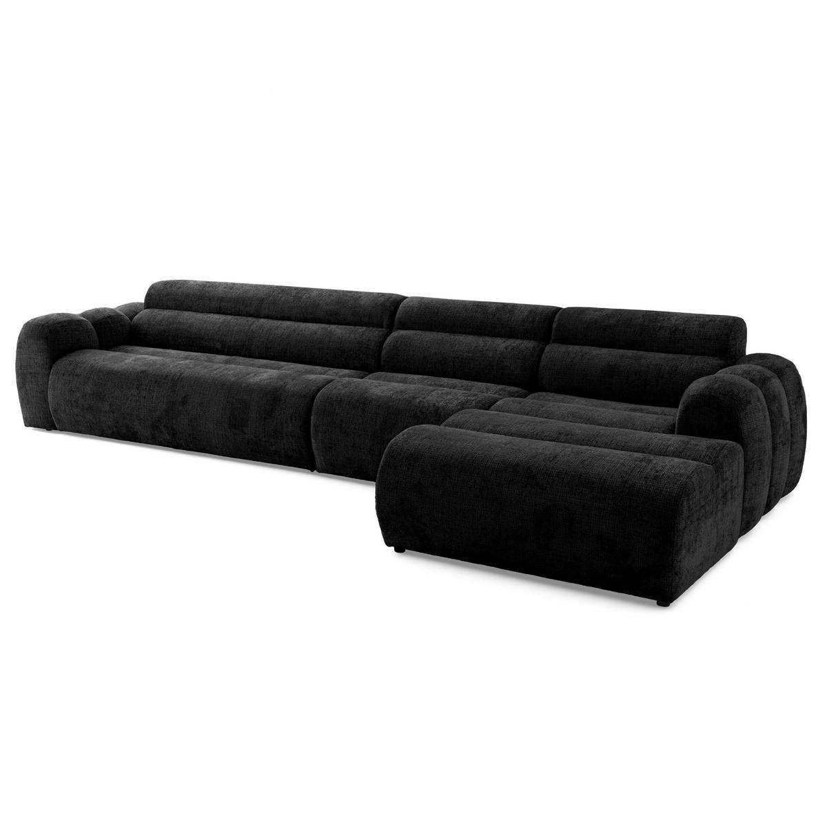 5-SITZER modulares Ecksofa VEER SET 2 Rechts, 175x379 cm, Chenille Webstoff Anthrazit - Anthrazit/Schwarz, Holz/Kunststoff (175/379cm) - Muffo