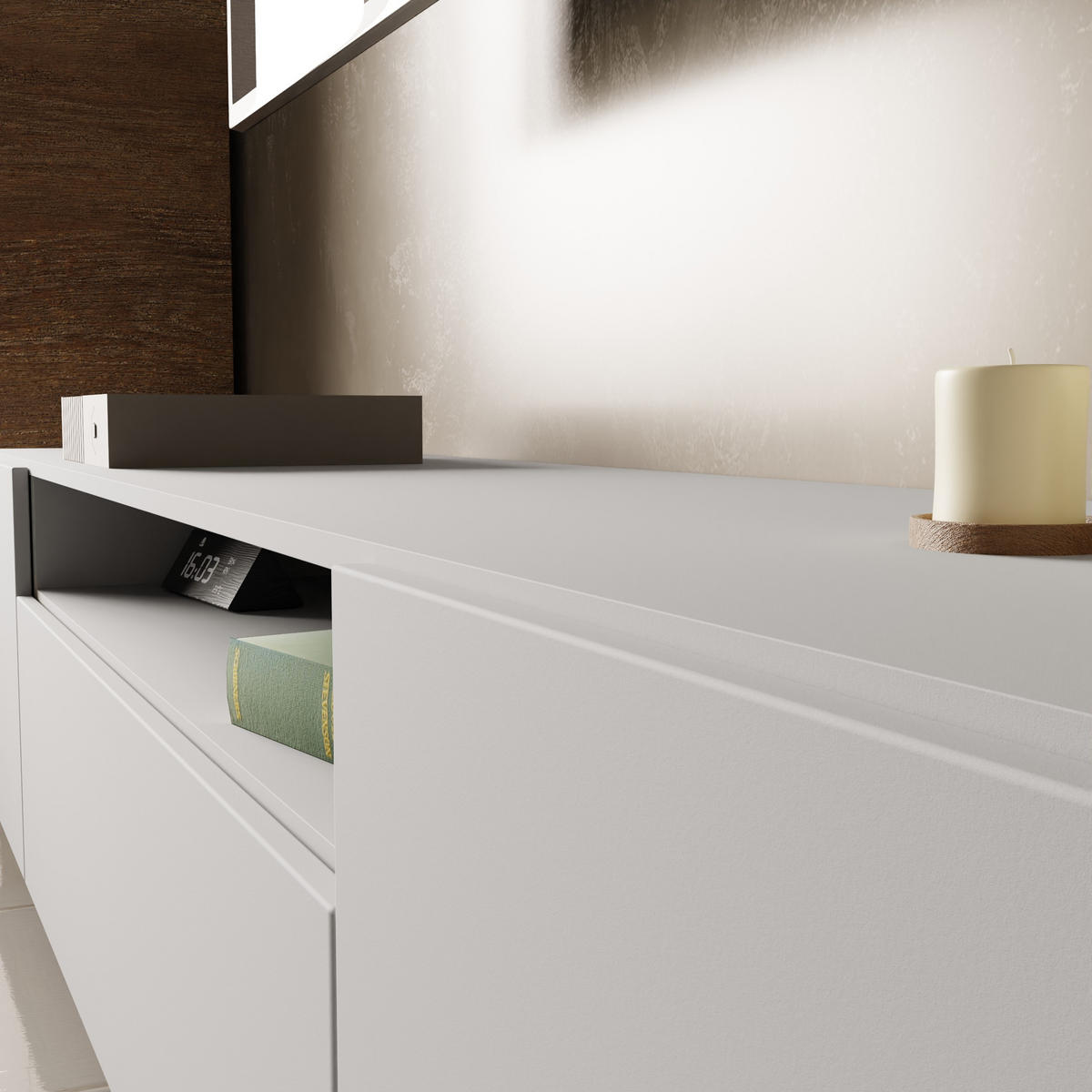 LOWBOARD MIVO 200/41/40 cm, Hängender TV-Schrank Weiß - Weiß, Holzwerkstoff (200/41/40cm) - MASSENO