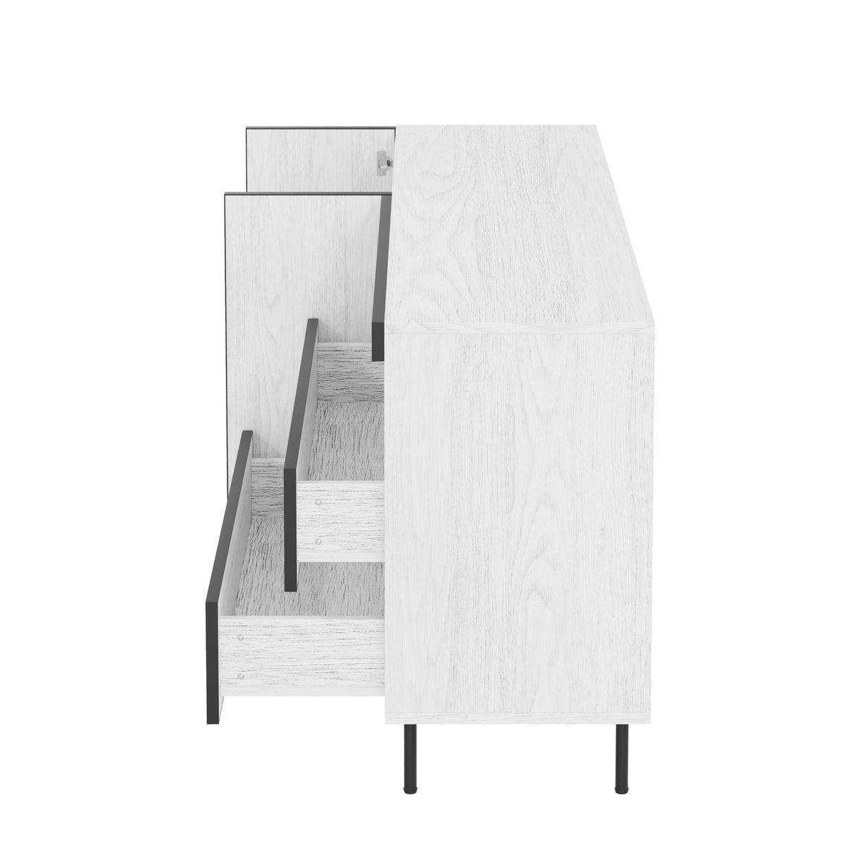 SIDEBOARD aus Spanplatte 140x42x77 cm Weiß mit Schubladen, Türen und offenen Fächern - Weiß, Holzwerkstoff (140/77/42cm) - IVMEU