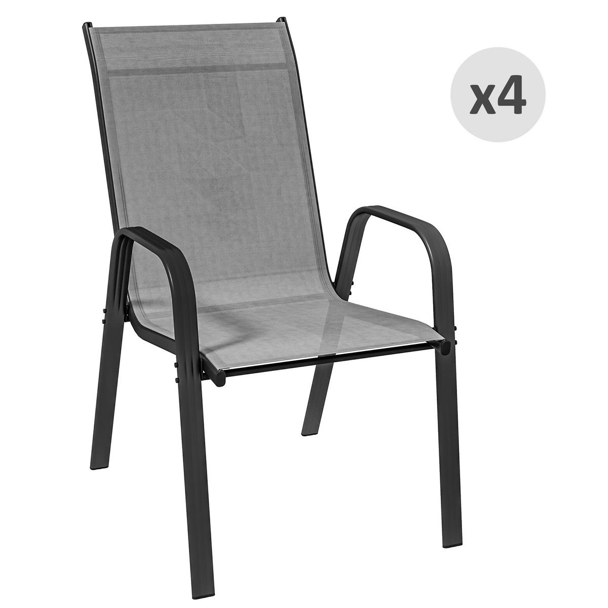GARTENSTUHL Grau 4 Stück - Grau, Metall (54/95/75.5cm) - GiPP