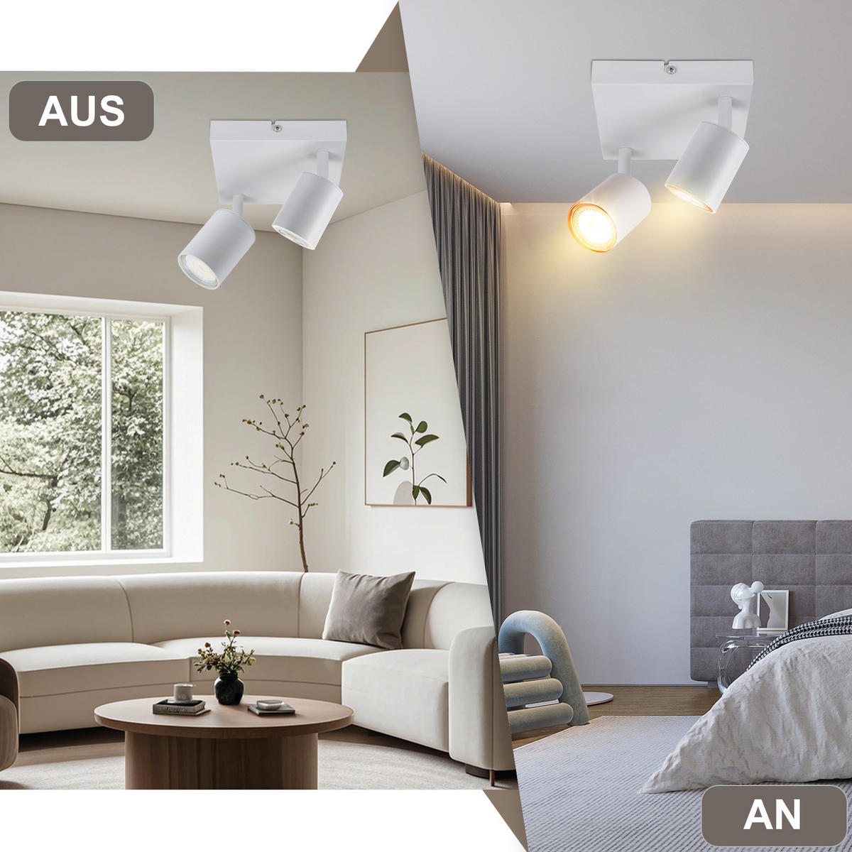 STRAHLER Bergheim 2-flammig 15/15/14.4 cm - Weiß, Metall (15/15/14.4cm) - Nettlife