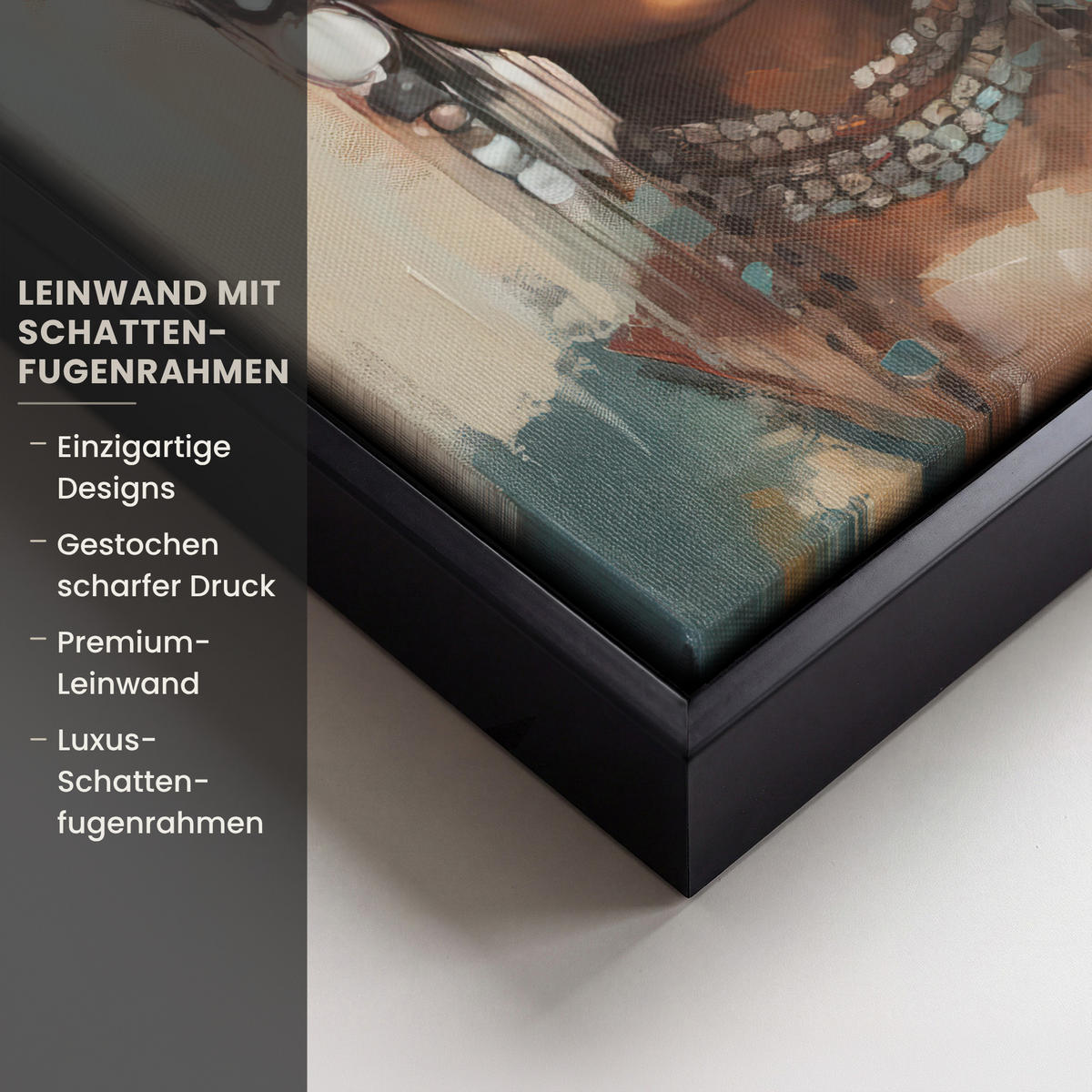 LEINWAND Bilder mit Rahmen - Frau - Kunst - Schmuck - Porträt - 20x30 - Blaugrau, Textil (20/30cm) - MuchoWow