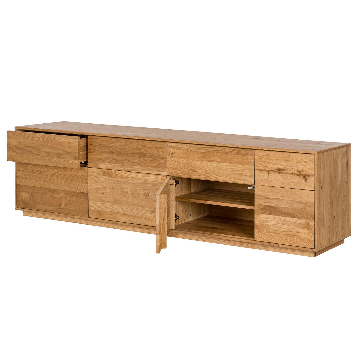 TV-LOWBOARD - Wildeiche massiv - Wildeiche, Holz (215/57/44cm) - home24
