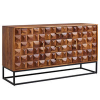 SIDEBOARD – Mango Massivholz/Metall, 145x81x45 cm, 2 Türen, mit Schubladen - Schwarz/Braun, Holz/Metall (145/81/45cm) - KADIMA DESIGN