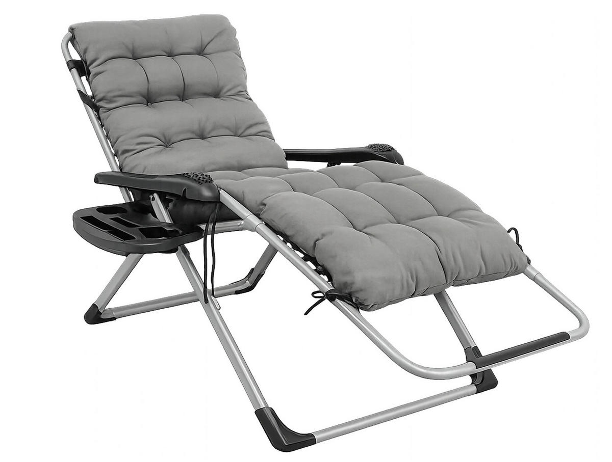 LIEGESTUHL mit extra dicker Auflage, Hellgrau - Hellgrau/Schwarz, Metall (73/110/81cm) - QUICK STAR
