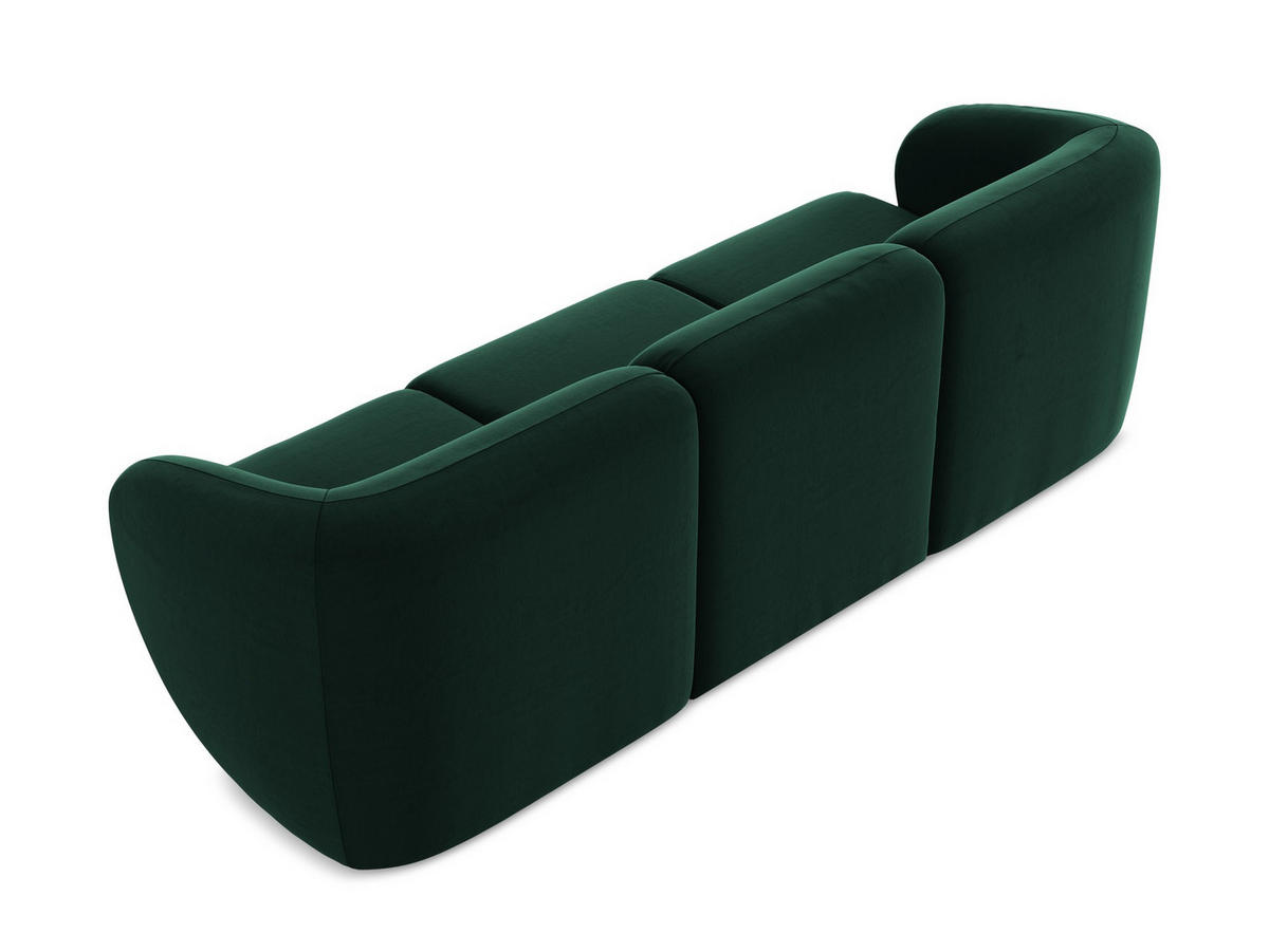 3-SITZER SOFA Samt Stoff Grün - Dunkelgrün/Schwarz, Holzwerkstoff/Kunststoff (244/75/94cm) - Makamii