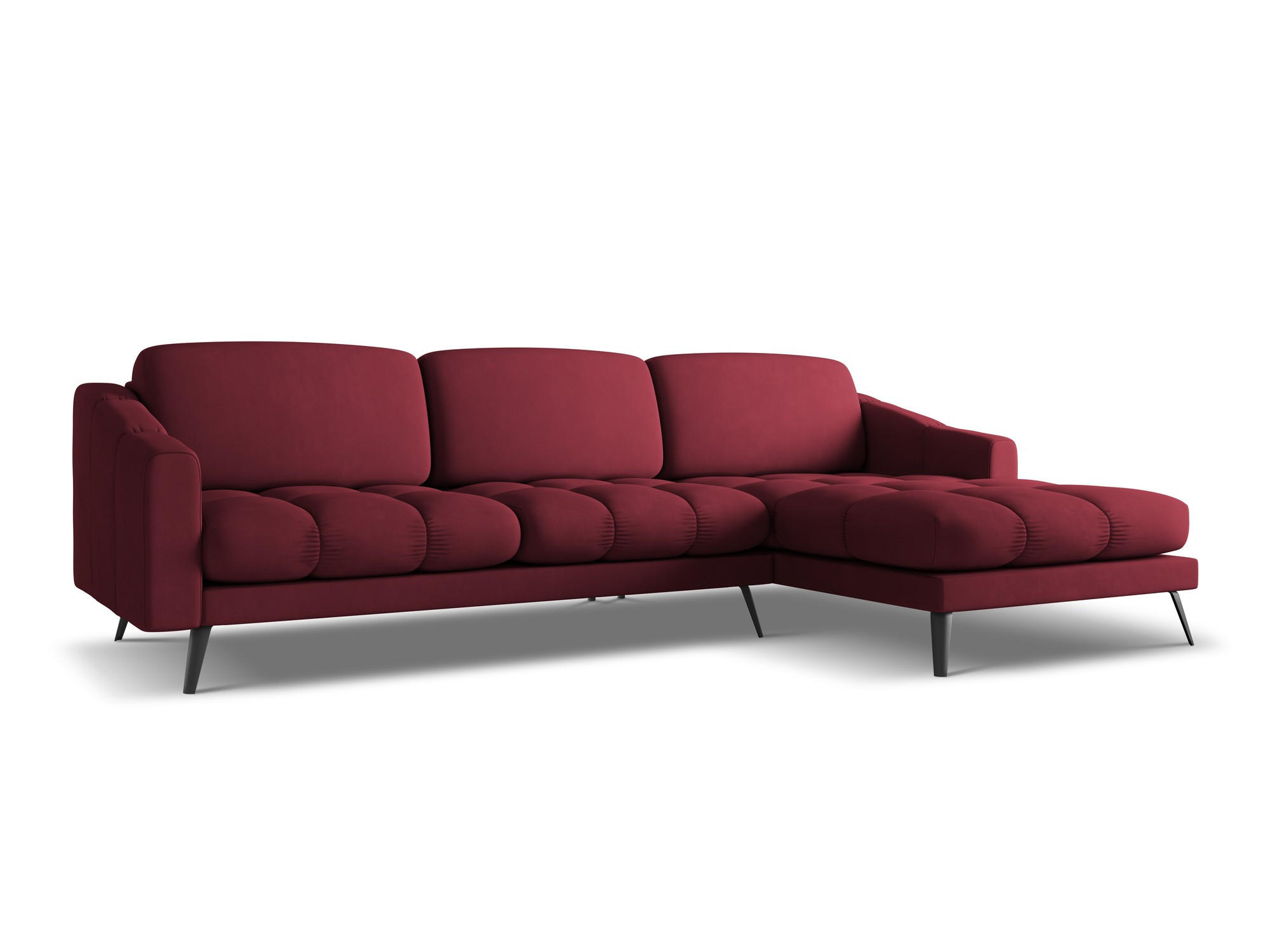 ECKSOFA Rechts Chenille Stoff Rot - Rot/Weinrot, Textil/Metall (264/160cm) - Makamii