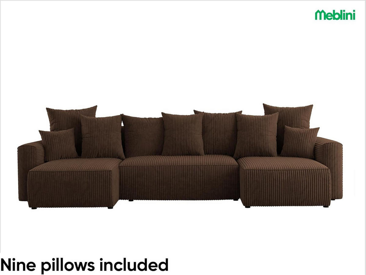 ECKSOFA SOLARIS U - Dunkelbraun/Schwarz, Holzwerkstoff (312/142cm) - Meblini