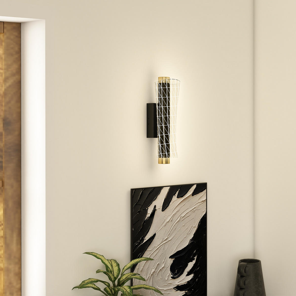 WANDLEUCHTE 2er Set Metall Acryl Schwarz - Schwarz, Metall (11/10.5/30.7cm) - HOMCOM