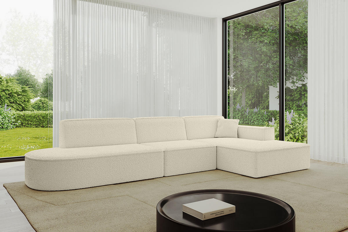 ECKSOFA Ottomane Rechts IREA-L2-v4 - 328x171x79 cm Beige - Creme, Holzwerkstoff/Textil (171/328cm) - ALTDECOR