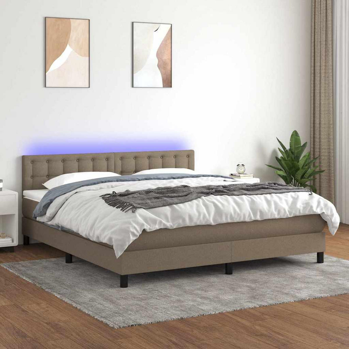 BOXSPRINGBETT 160/200 Cm Taupe Gewebe - Taupe, Textil (160/203cm) - vidaXL