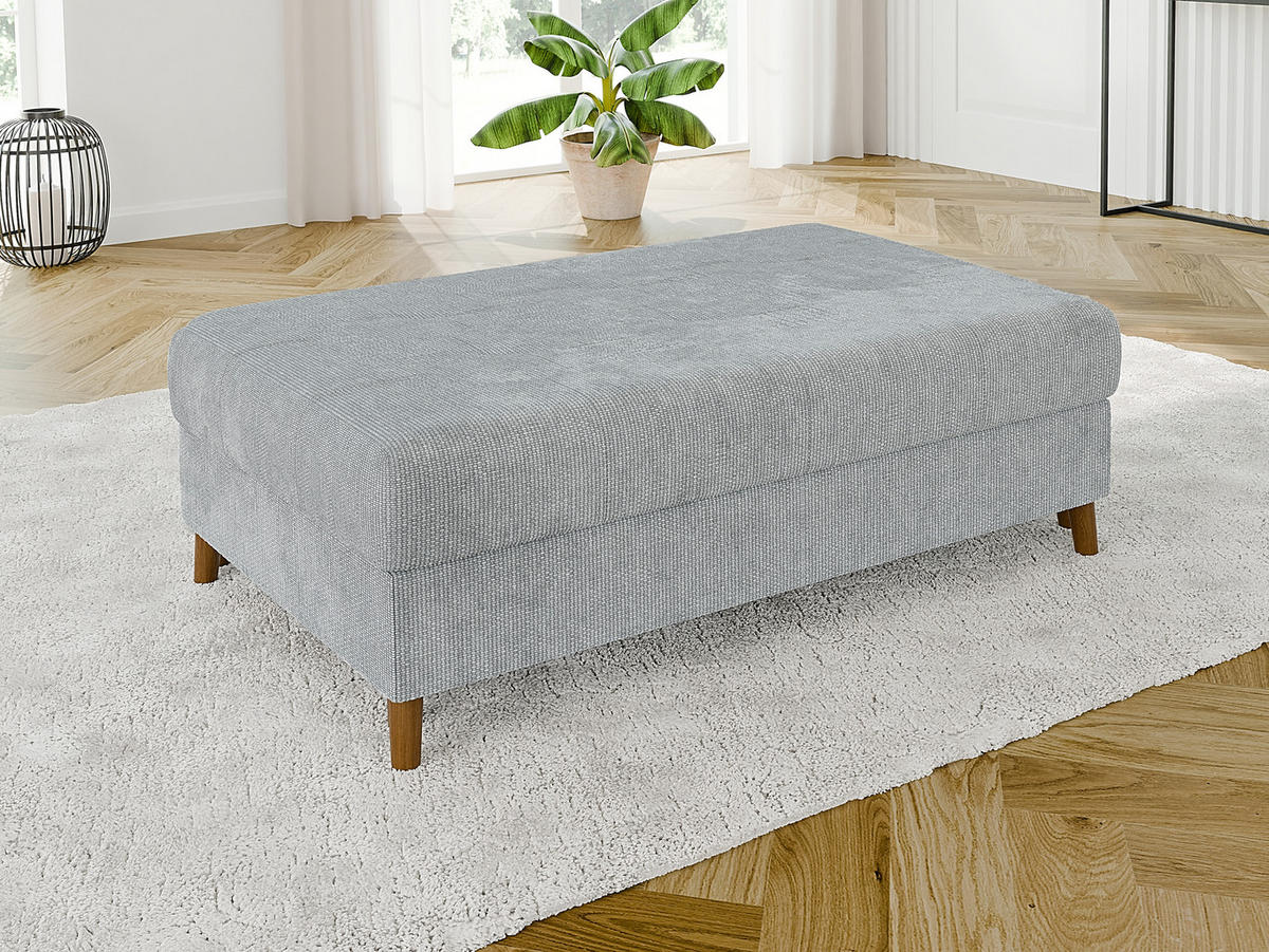 ECKSOFA inkl. Hocker Sigurd Hellgrau Chenille - Ottomane rechts - Hellgrau/Braun, Holz/Textil (231/161cm) - S-Style Möbel