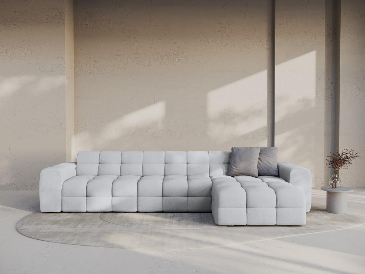ECKSOFA rechts Kendal aus strukturiertem Stoff hellgrau 5 Sitzplätze - Hellgrau, Textil (173/357cm) - Micadoni
