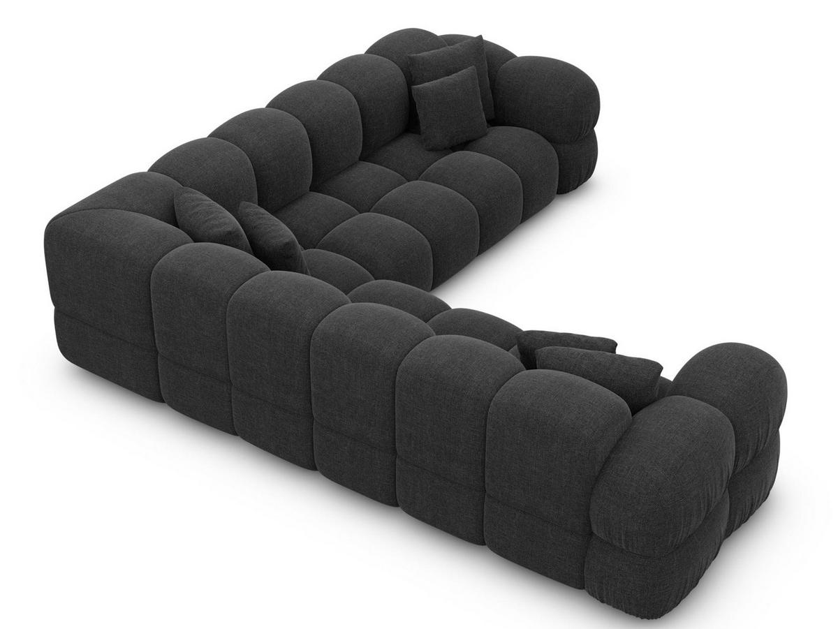 COUCH Monteverde L-Form Schwarz Strukturstoff - Schwarz, Textil (253/253cm)