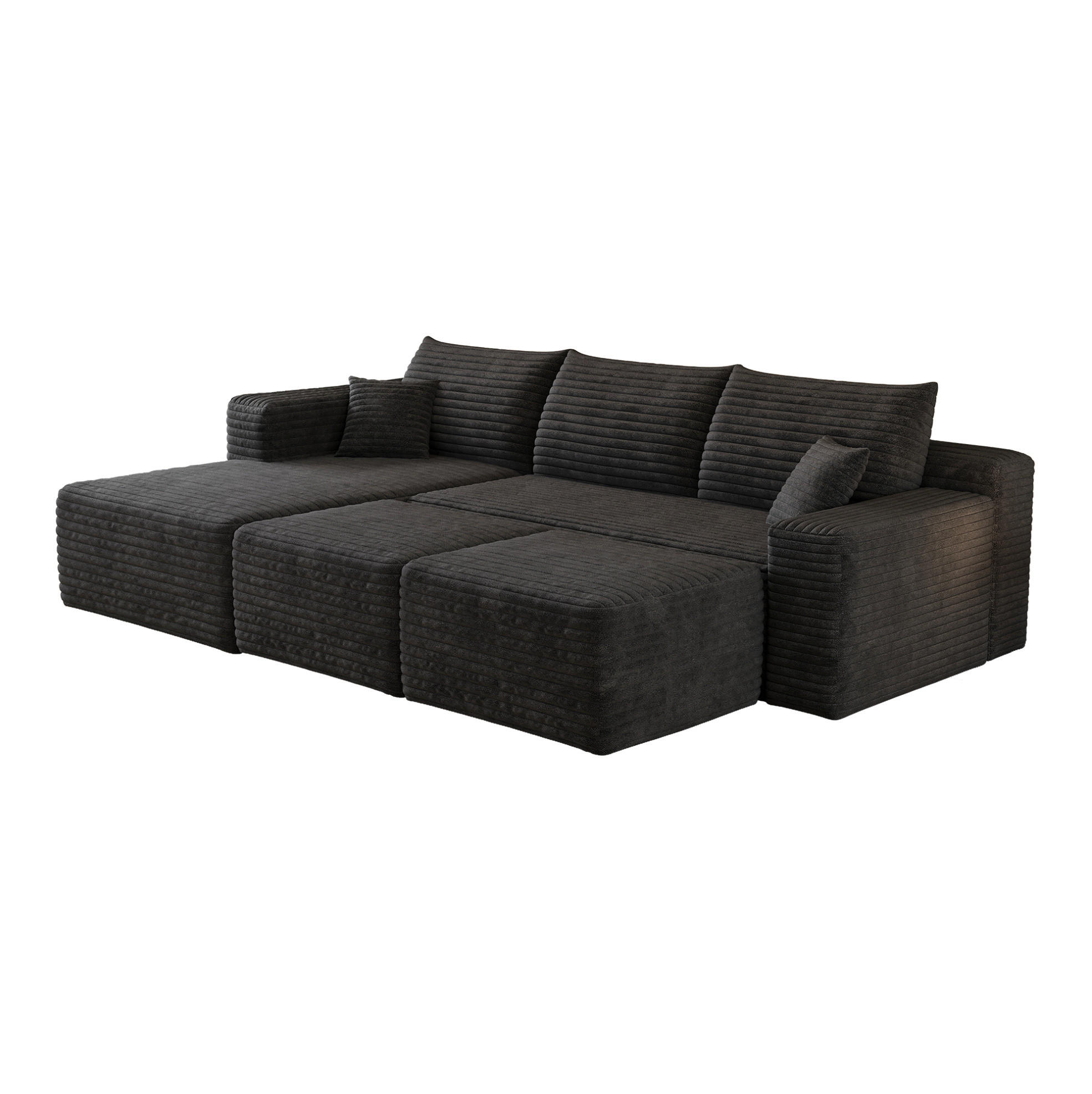 ECKSOFA 241 cm aus Stoff mit Cordbezug und ohne Montage Schwarz - Schwarz, Textil (151/241cm) - Modenvie