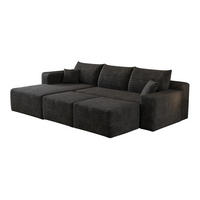 ECKSOFA 241 cm aus Stoff mit Cordbezug und ohne Montage Schwarz - Schwarz, Textil (151/241cm) - Modenvie