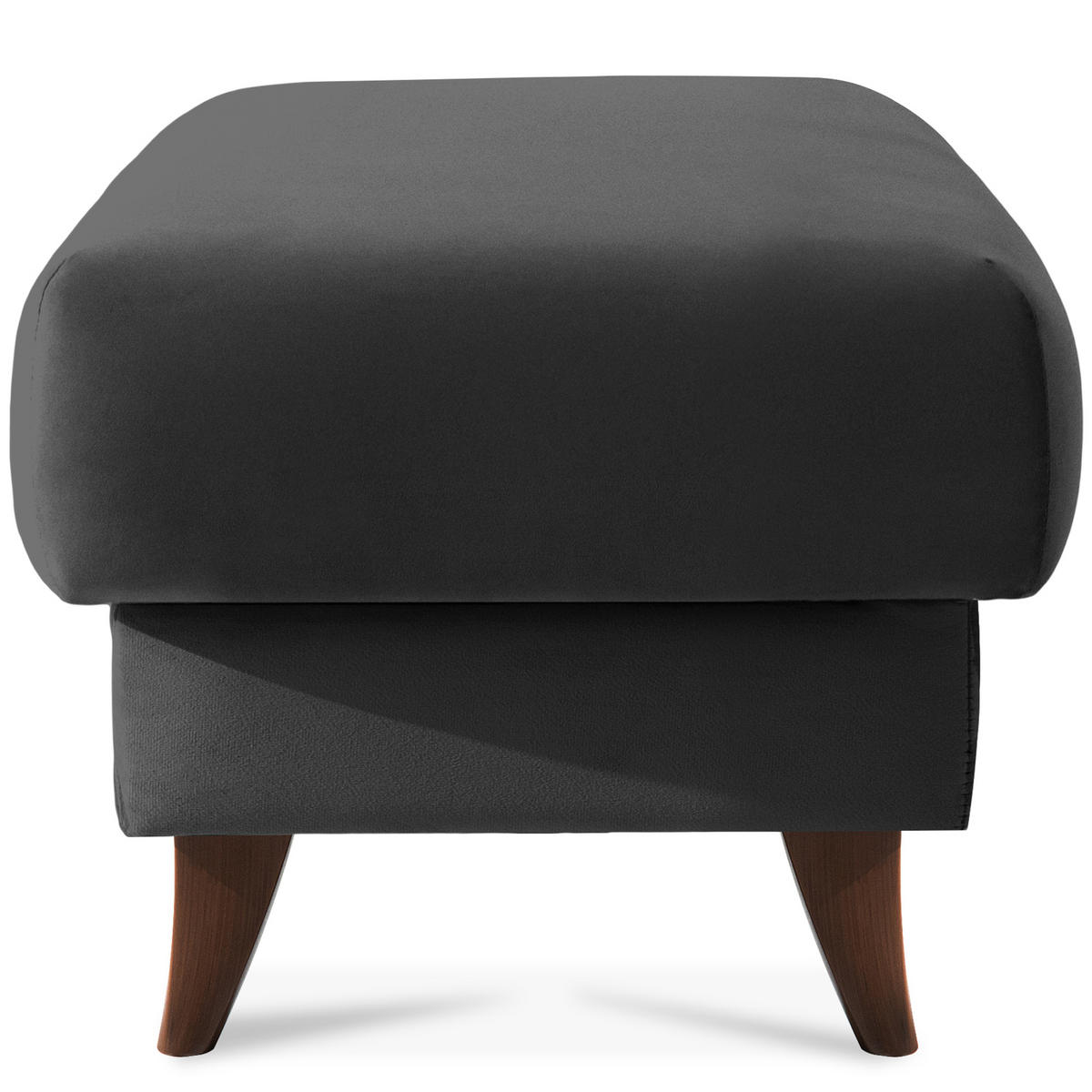 HOCKER GUSTAVO Fußstütze, Velours, Anthrazit - Anthrazit, Holz/Holzwerkstoff (53/49/53cm) - KONSIMO®