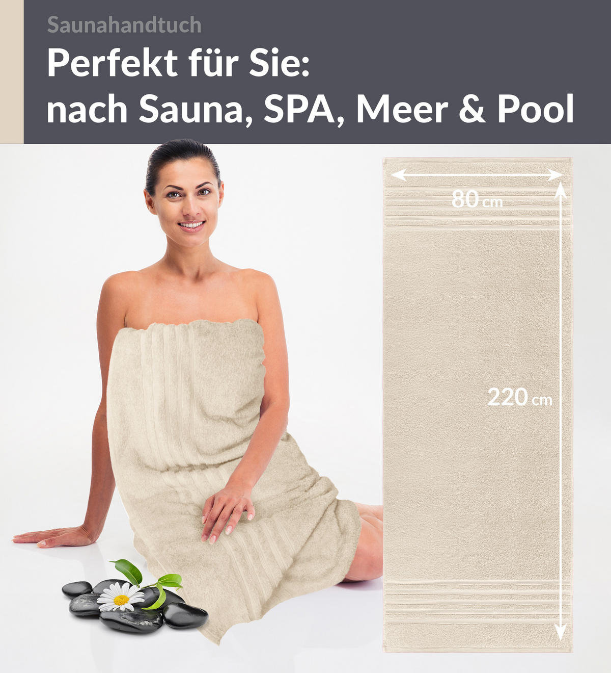 SAUNATUCH London Natur 80x220 cm - Naturfarben, Textil (80/220cm) - Lashuma