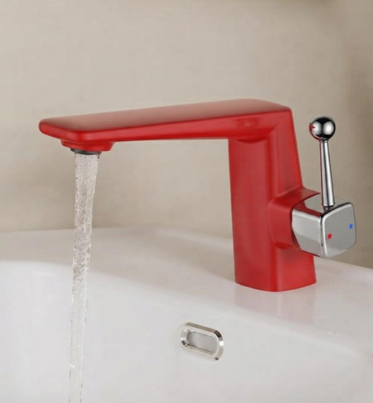 BADEZIMMERARMATUR, 17,5 x 15,5 cm, rot. - Rot, Metall (26/12/22cm) - Vallsero