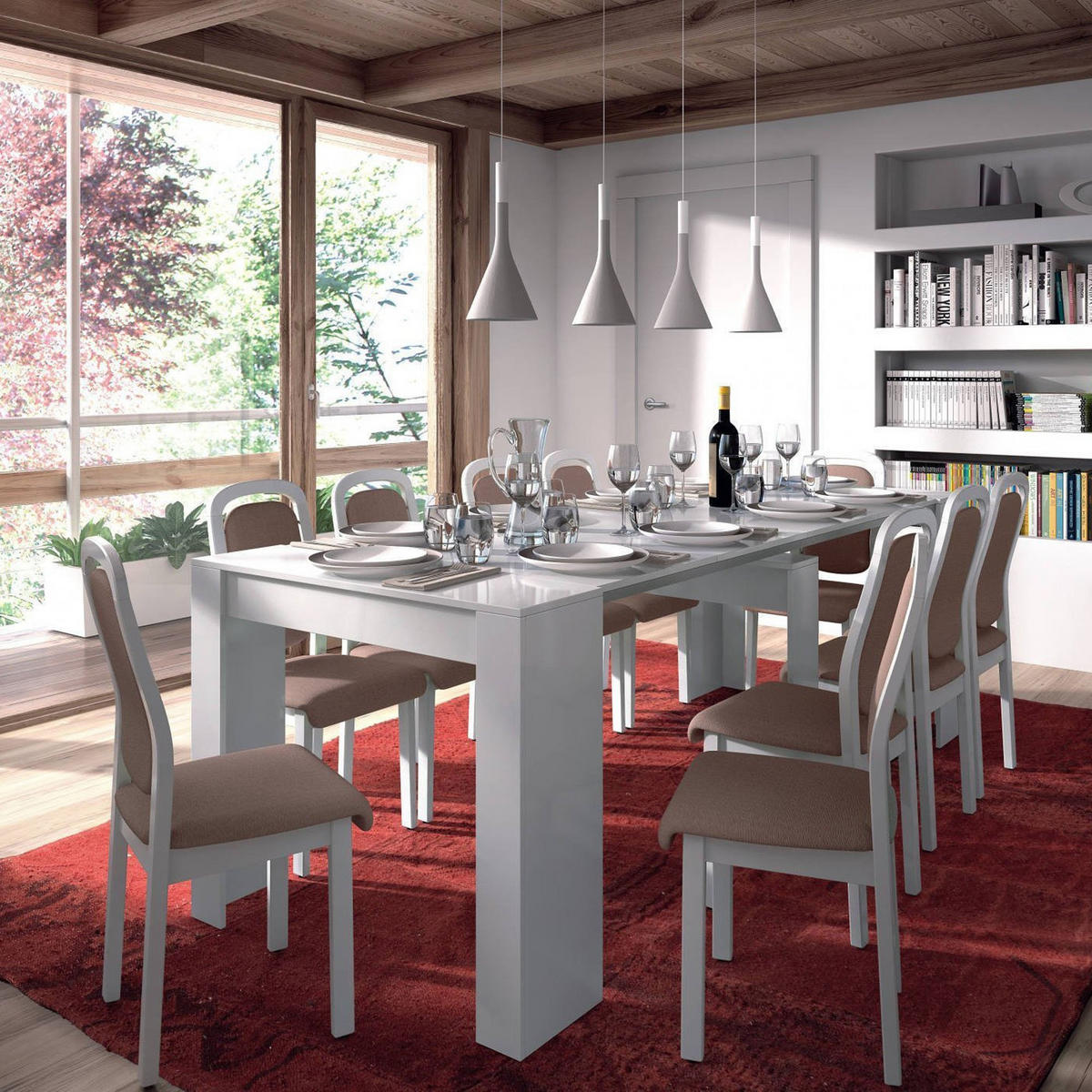 TISCH Ausziehbar Holzeffekt Glänzendes Weiß 51/90/78 cm - Weiß, Holzwerkstoff (90/78/51cm) - DMORA