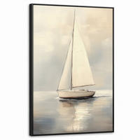 LEINWAND Bilder mit Rahmen - Segelschiff - Meer - Bewölkt - 60x90 - Creme, Textil (60/90cm) - MuchoWow