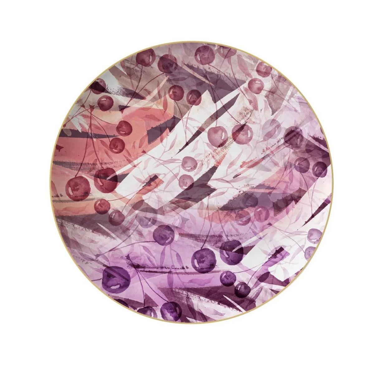 TELLERSET Lila Kirsche Bone China Lila Gold 4tlg Ø30 Ø26 Ø20 Ø16 cm - Weiß Hochglanz/Lila, Keramik (30/2/2cm) - Quality Elegance