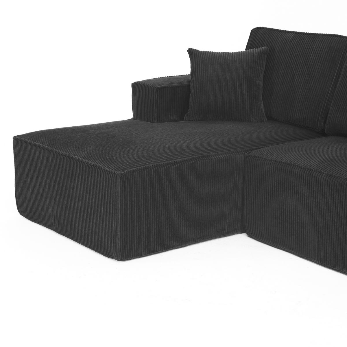 ECKSOFA Cord Schwarz mit 2 Kissen - Schwarz, Textil (235/128cm) - WISHDOR