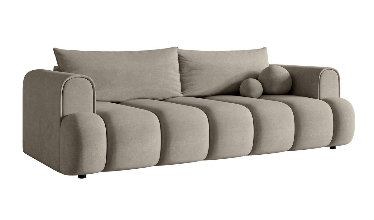 SCHLAFSOFA Dandelino Grau Velours - Schwarz/Grau, Kunststoff/Textil (250/90/112cm) - Selsey