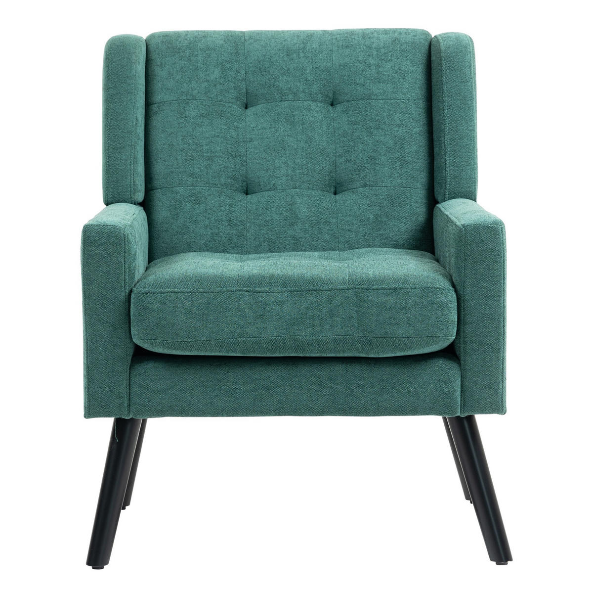 SESSEL in Retro-Grün mit Tufting und Massivholzbeinen,76/68/88 cm - Waldgrün, Textil (76/88/68cm) - Flora Grace