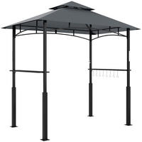 PERGOLA Grillpavillon 243/148/248 cm aus Metall mit Doppeldach und LED-Licht Dunkelgrau - Dunkelgrau, Metall (243/248/148cm) - Modenvie