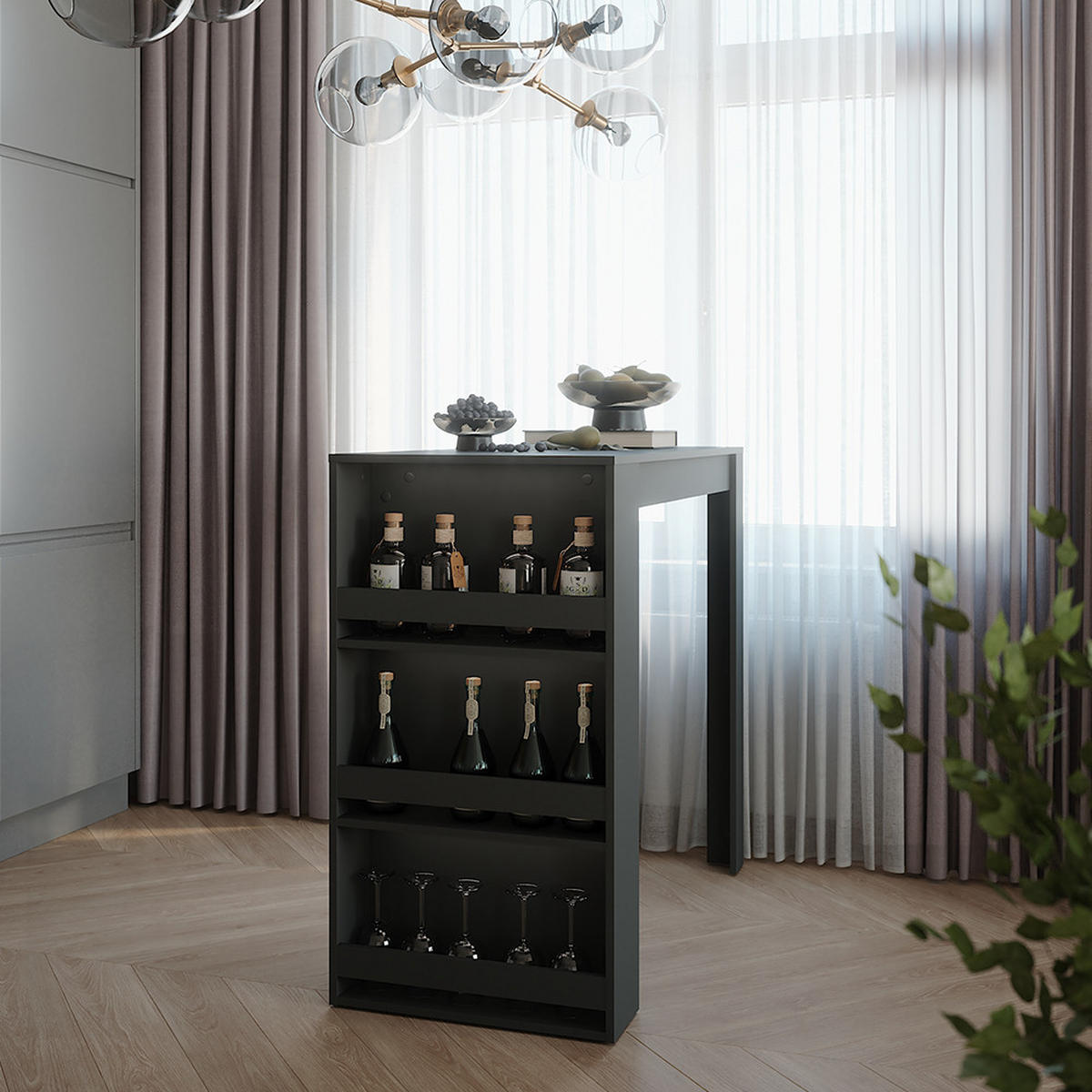 BAROVÝ STŮL Repose Antracit - antracitová, kompozitní dřevo (117/57/106cm) - Vicco