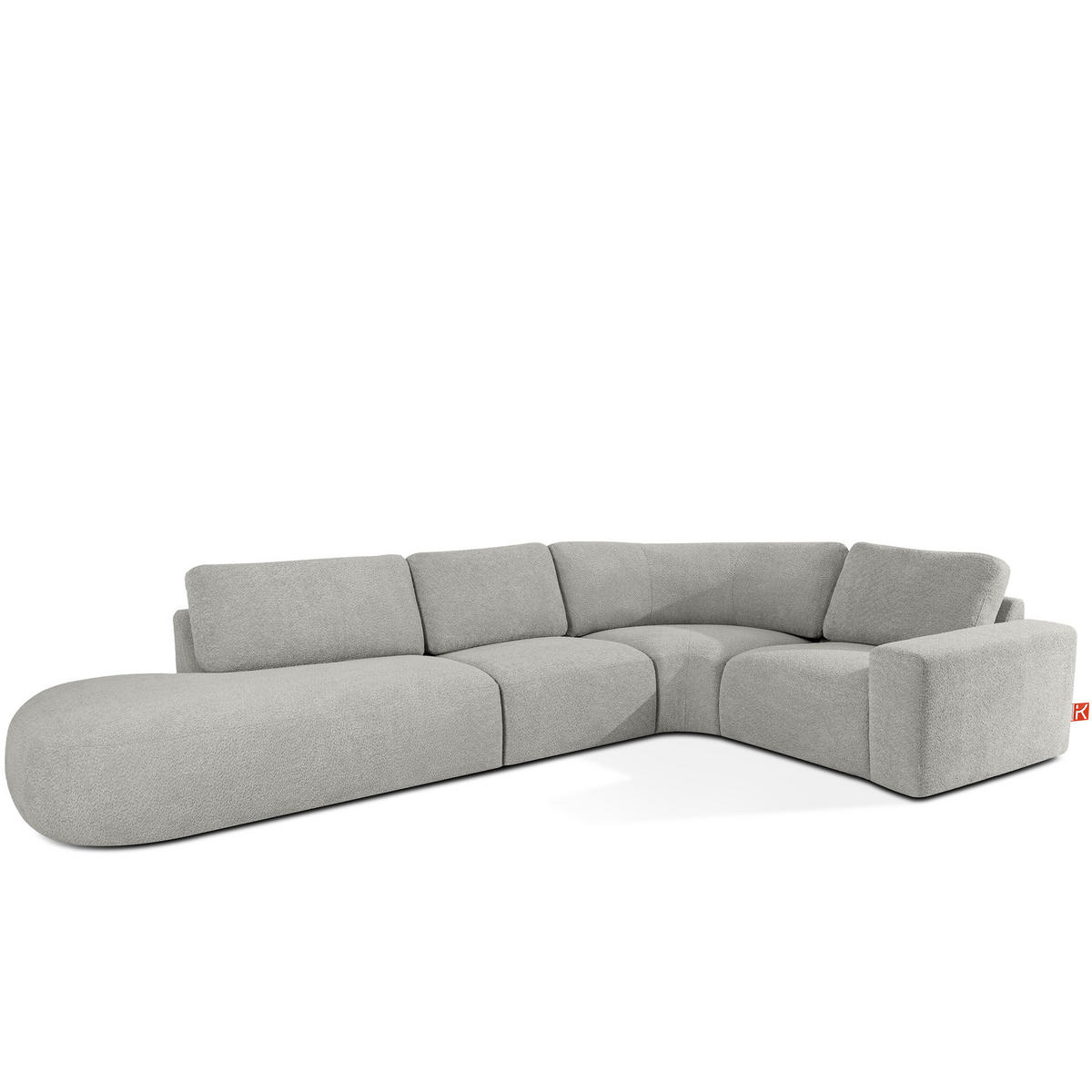 ECKSOFA LINKS ZUCCO, Hellaschgrau - Hellgrau, Holz/Holzwerkstoff (224/373cm) - KONSIMO®