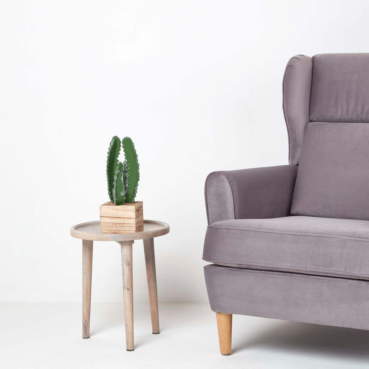 KUNSTPFLANZE Kaktus im Holz-Topf, 33 cm - Grün, Kunststoff (33cm) - Homescapes