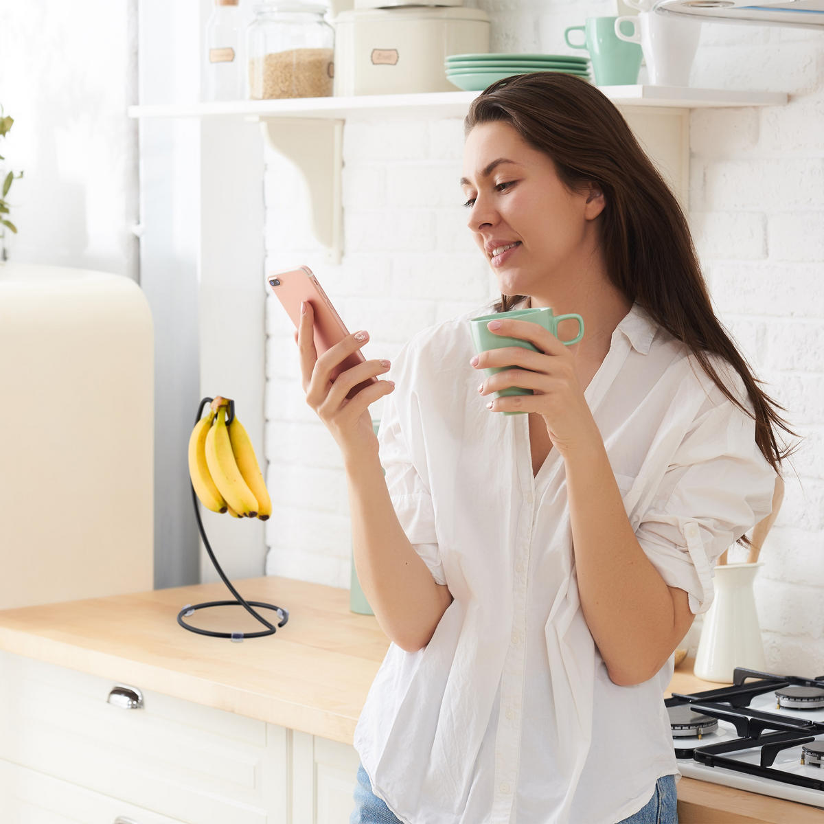 BANANENHALTER - Schwarz, Metall (17/33/17cm) - Relaxdays