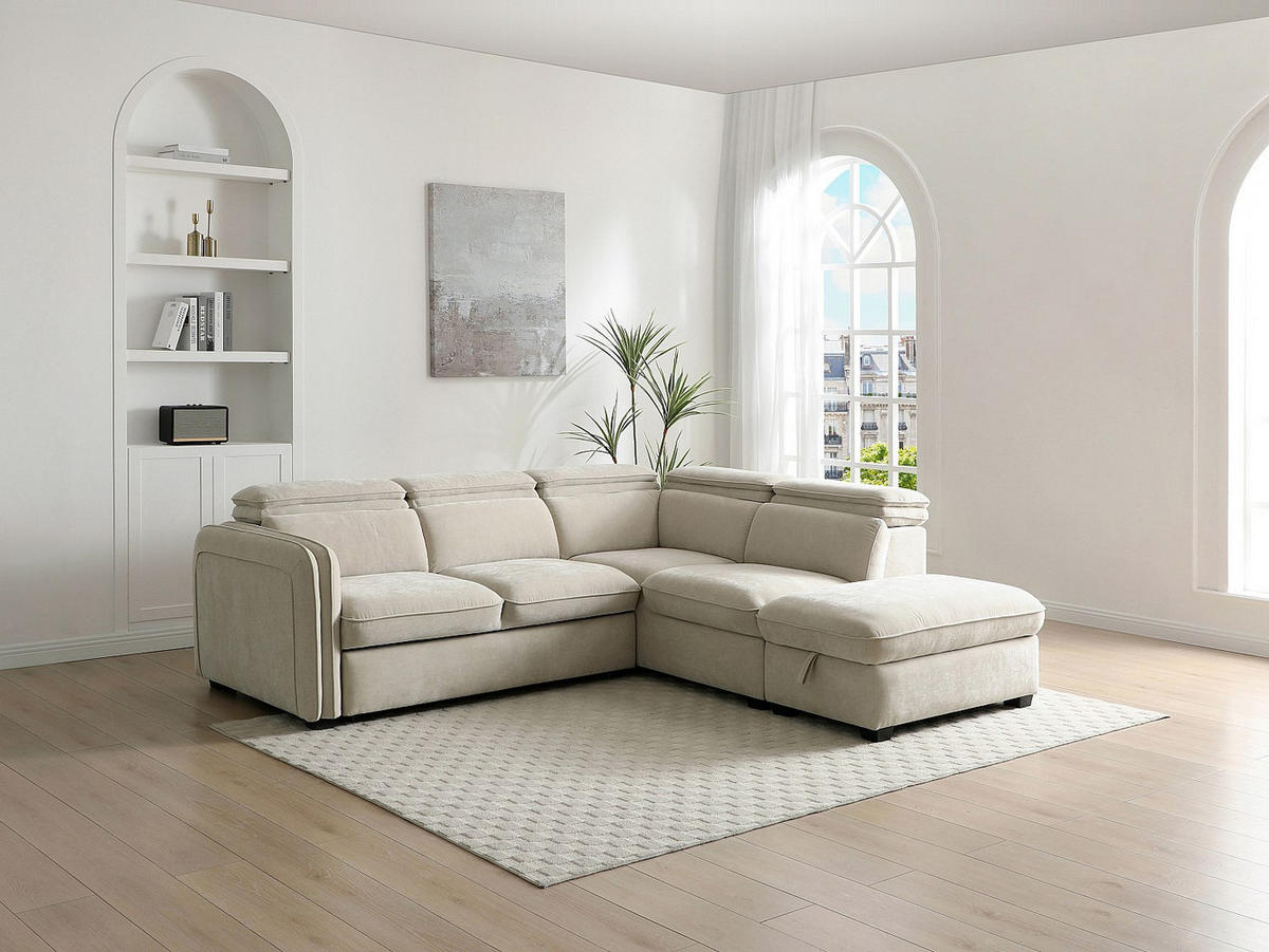 SCHLAFSOFA - 5 Personen - Stoff - Beige - Beige, Textil (255/80/230cm) - Vente-Unique
