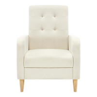 SESSEL hohe Rückenlehne mit Leinenbezug, DE-42157, Beige - Beige, Holzwerkstoff (61/90.5/54cm) - ComfortXL