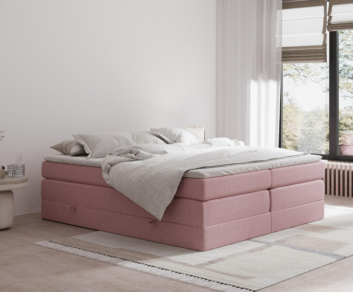 BOXSPRINGBETT Juniper Rosa 160/200 cm - Schwarz/Rosa, Holz/Holzwerkstoff (160/200cm) - Maison de Reve