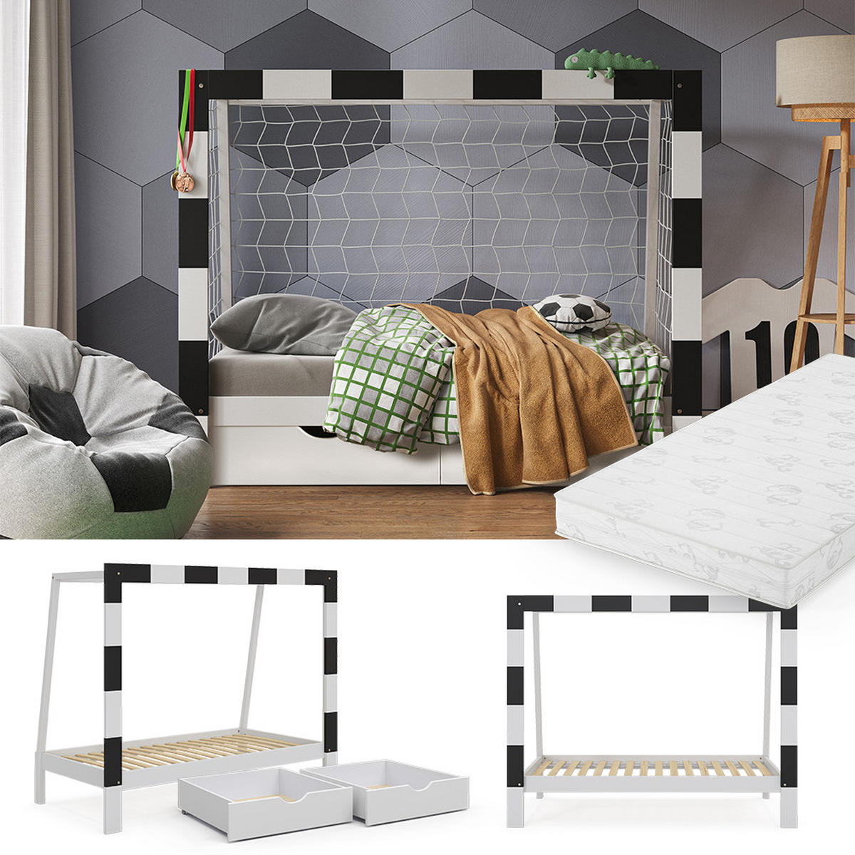 DĚTSKÁ POSTEL Fußballtor Bílá - bílá, dřevo - VitaliSpa