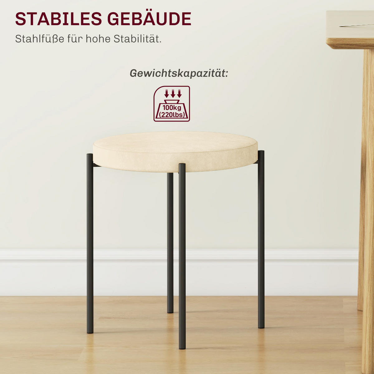4ER-SET Esszimmerhocker Esszimmerstühle Küchenstuhl modern Polyester Metall Weiß - Weiß, Kunststoff (41.5/46/41.5cm) - HOMCOM