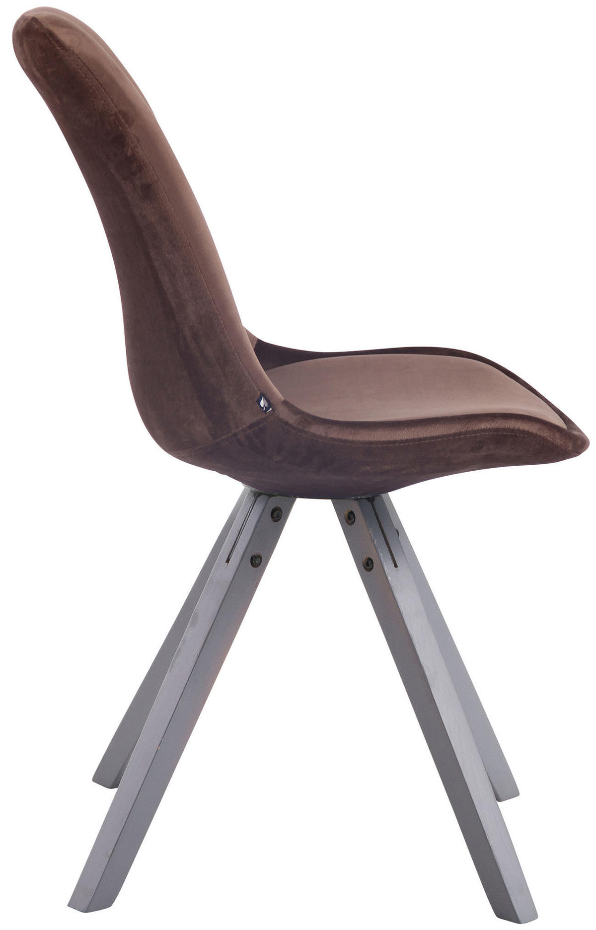 STUHL Samt braun - Braun/Grau, Holz/Textil (48/84/56cm) - CLP