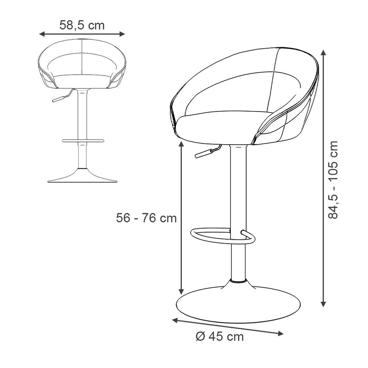 BARHOCKER Goldamo Anthrazit 58.5 x 84.5 cm 2er-Set - Anthrazit, Textil (58.5/84.5/105cm) - Vicco