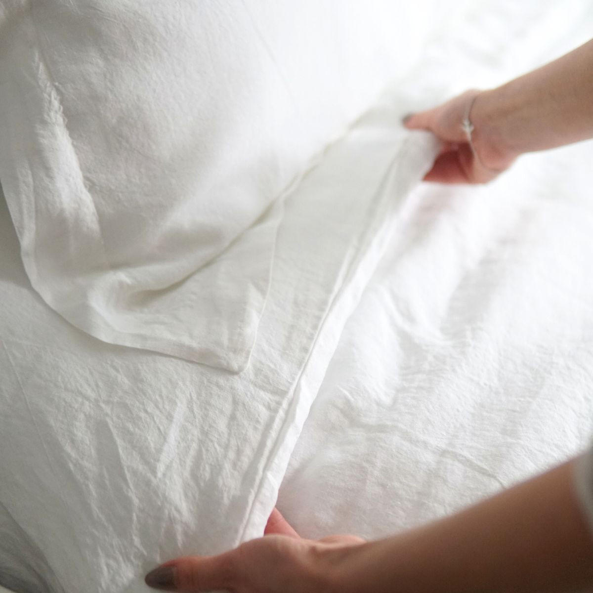 BETTBEZUG. Gewaschenem Leinen “MILAN” - Weiß, Textil (240/240cm) - SOWL