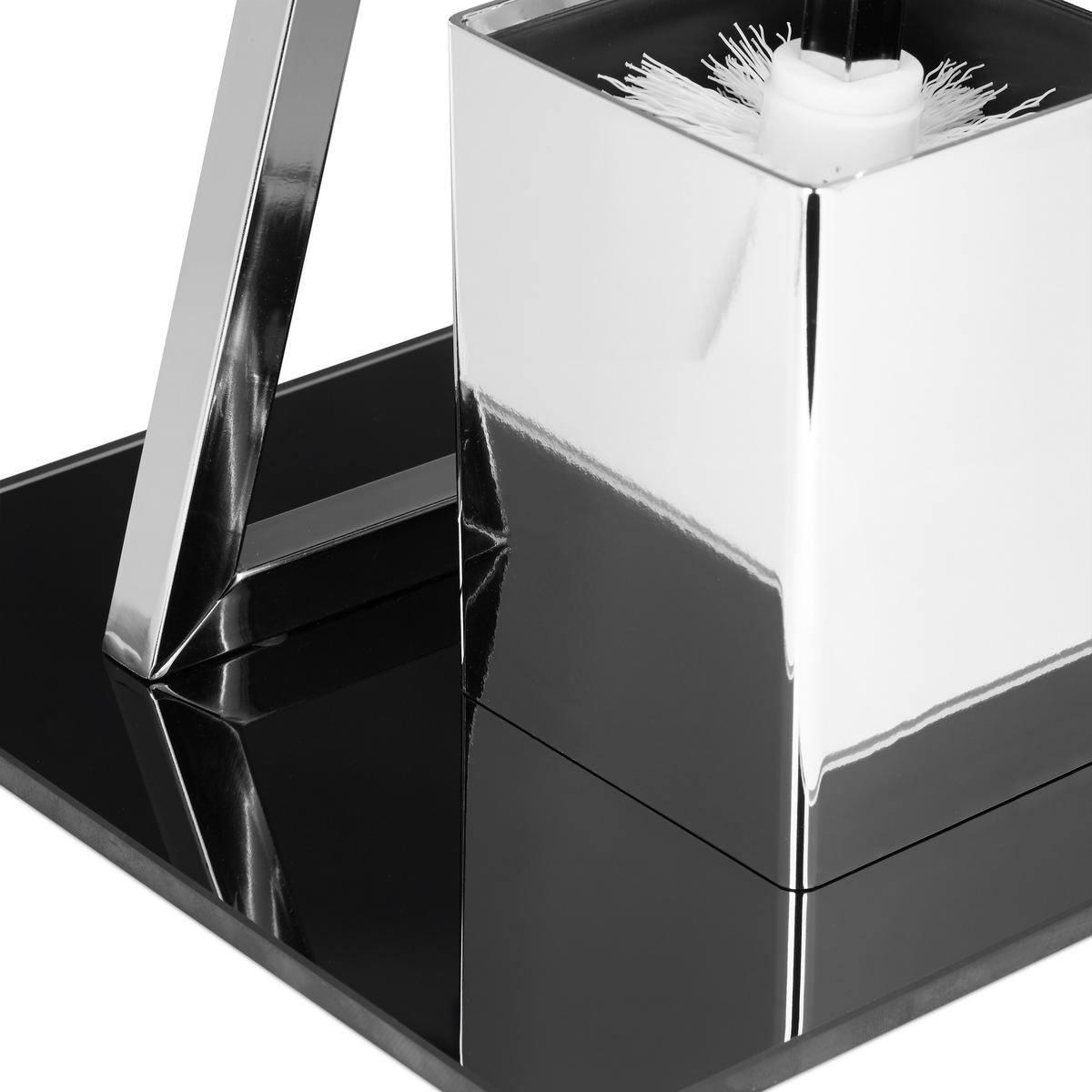 WC Garnitur - Silberfarben, Glas/Kunststoff (25/77/25cm) - Relaxdays